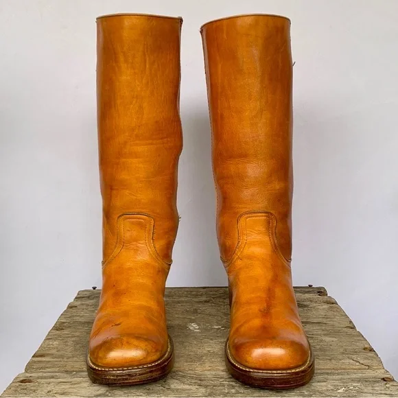 Sold FRYE Vintage Campus True Vintage Black Label Tall Square Toe Western Boots - Picture 4 of 10